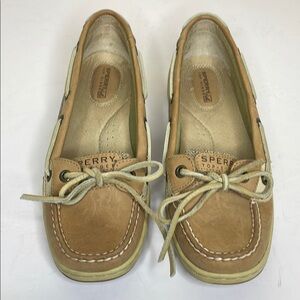 SPERRY Top Sider Boating Deck Shoe Loafer Tan Leather Cushioned Insole   7.5M